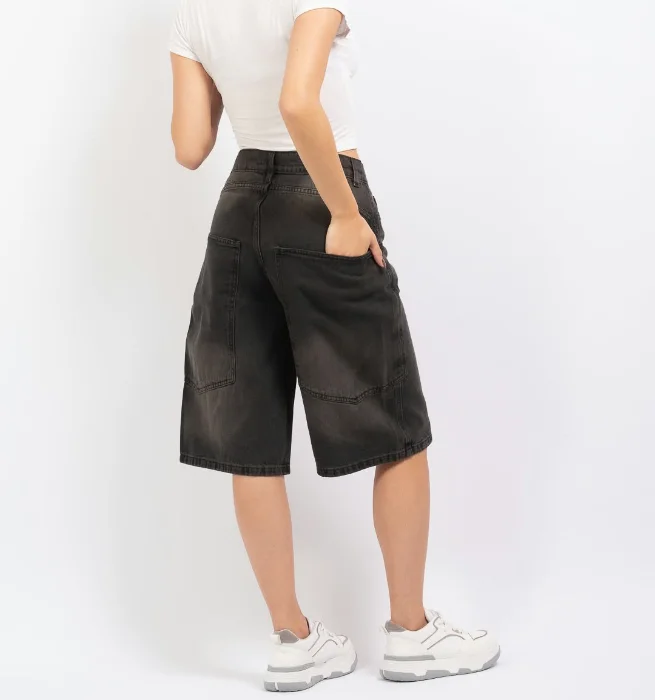 Bermuda Baggy Street Negro Jeans