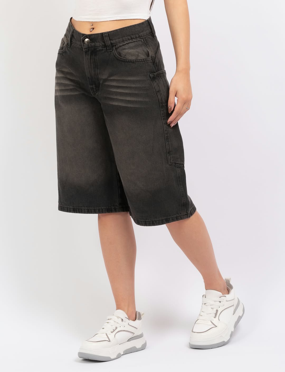 Bermuda Baggy Street Negro Jeans - Imagen 2