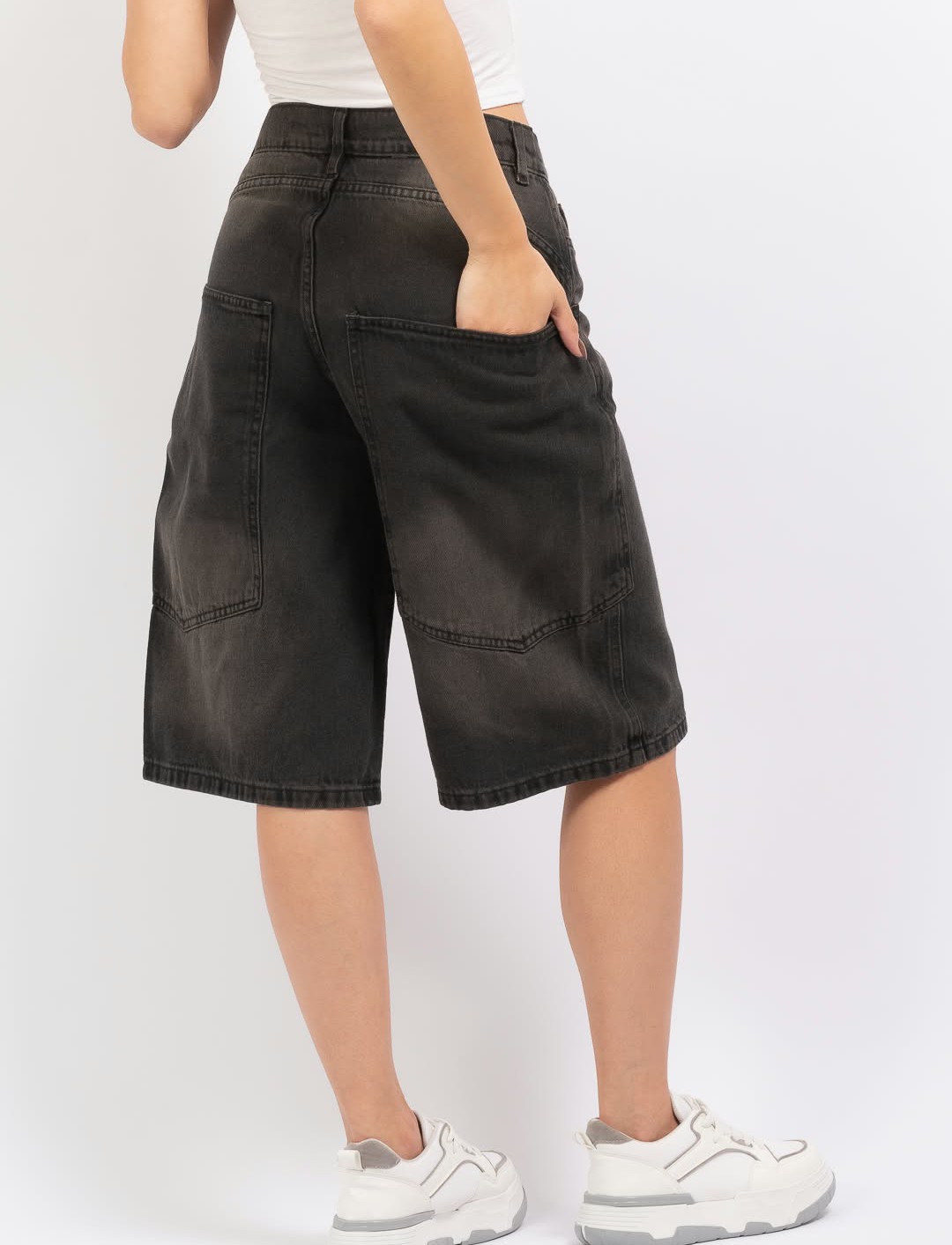 Bermuda Baggy Street Negro Jeans - Imagen 3