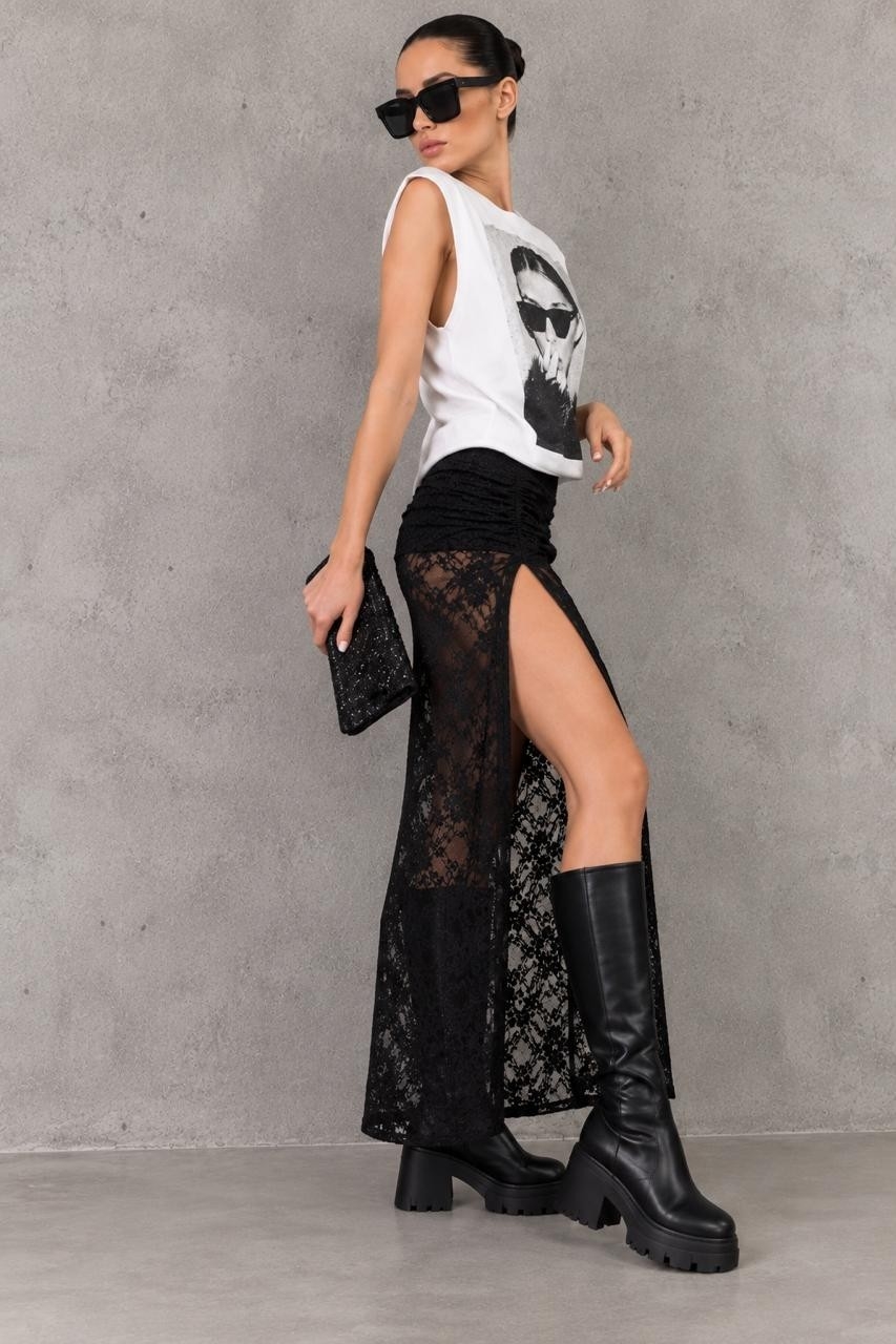Pollera Encaje Forrada con Tiras Regulables - Imagen 3