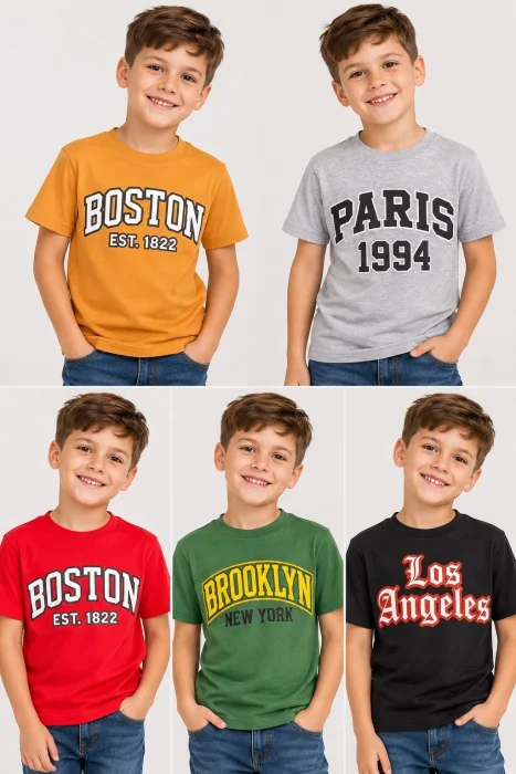 Remeras de Algodón Peinado de Niño