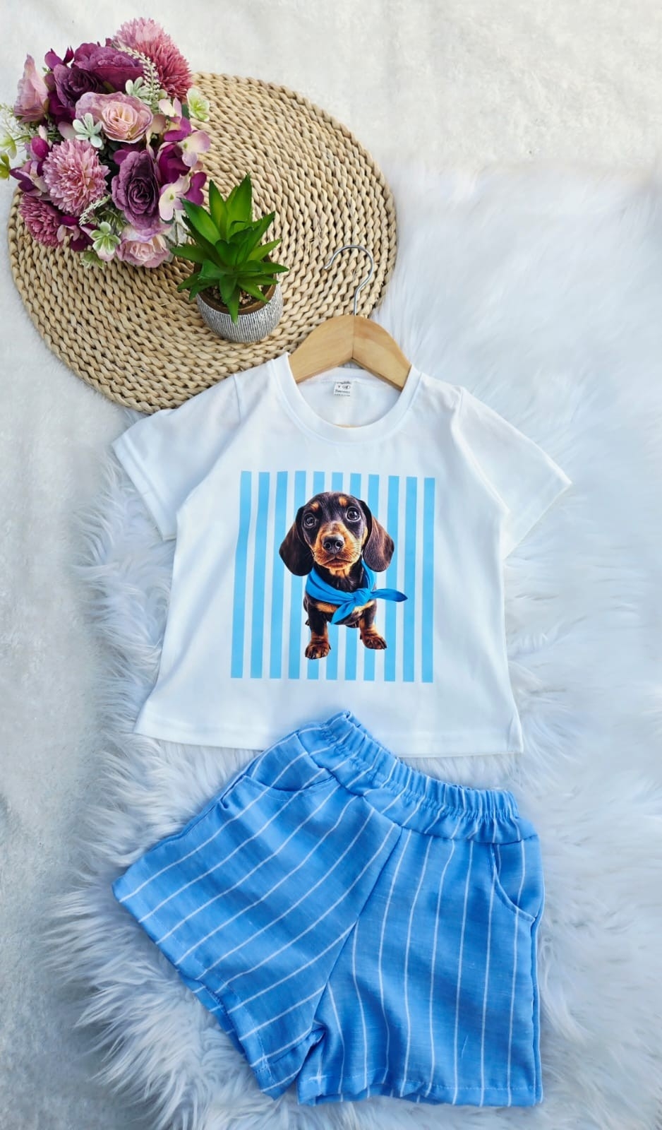 Conjuntos Remera Algodon Peinado y Short de Lino Rayado. - Imagen 2