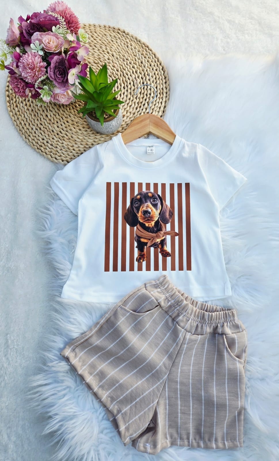 Conjuntos Remera Algodon Peinado y Short de Lino Rayado. - Imagen 3