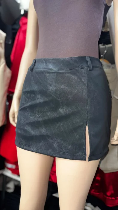 Pollera Short C/tajo Adelante Gamuzado