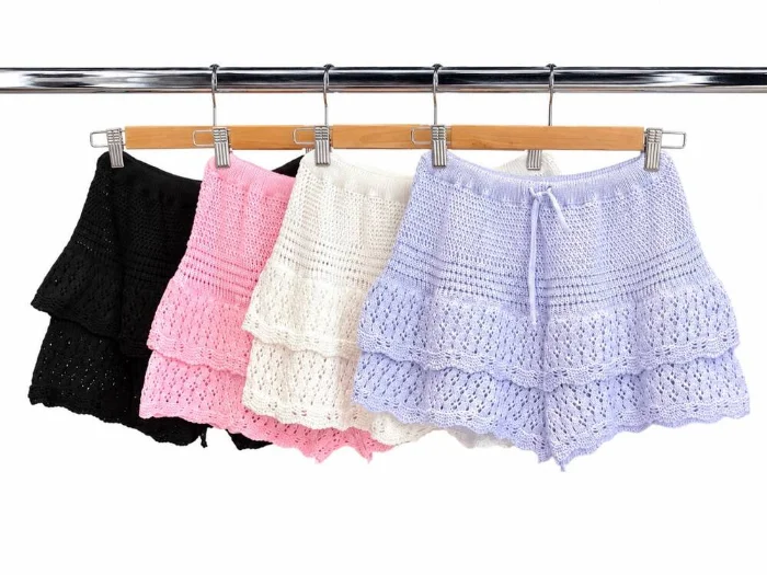 Short de Hilo Calado con Doble Volado