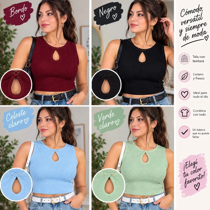 Musculosas y Variedad de Remeras con Encaje y Ruleteado