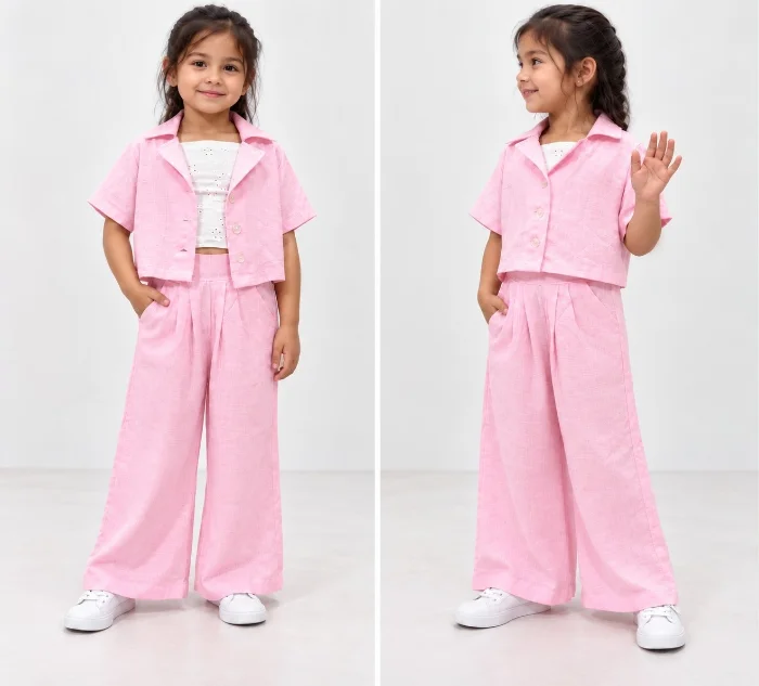Conjunto de Lino de Nena Camisa y Palazo Talle 4 al 16