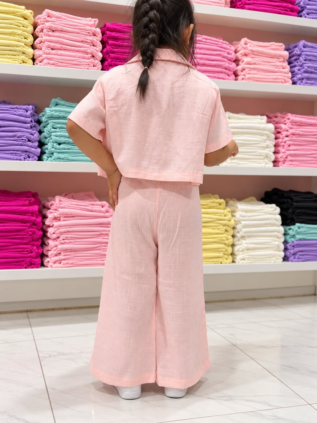 Conjunto de Lino de Nena Camisa y Palazo Talle 4 al 16 - Imagen 2