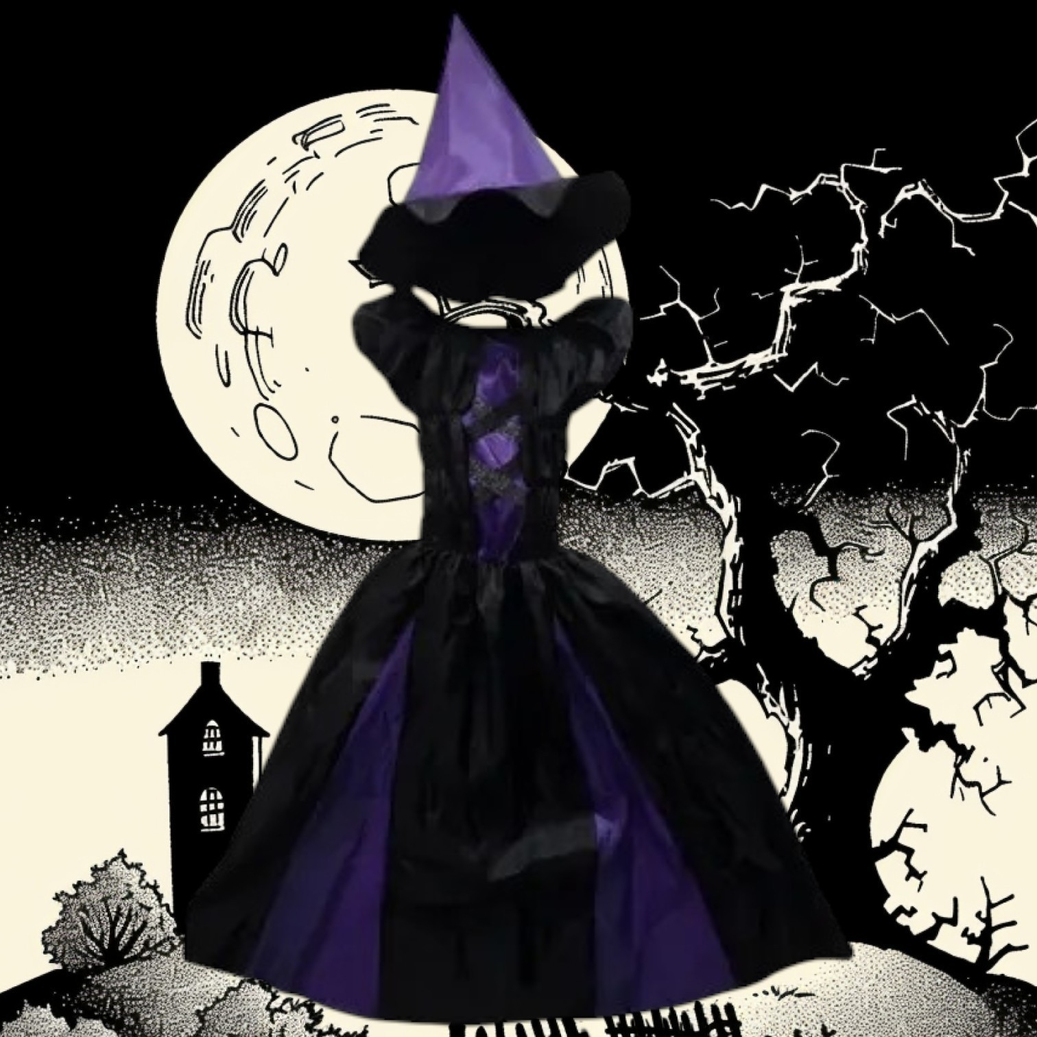 Vestido de Bruja+ Sombrero - Imagen 2