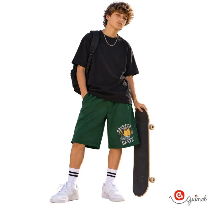 4358	4357 Bermuda Niño Teen Baggy Ancha con Estampado