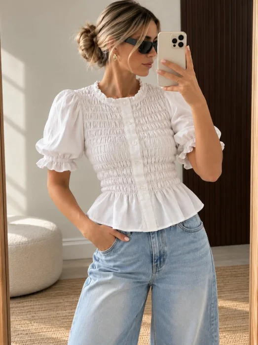 Blusa Frunce C/botones