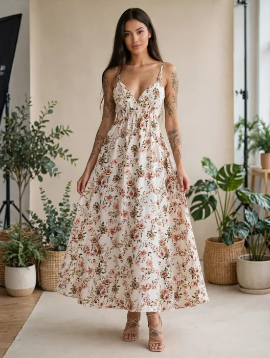 Vestido Largo Flores