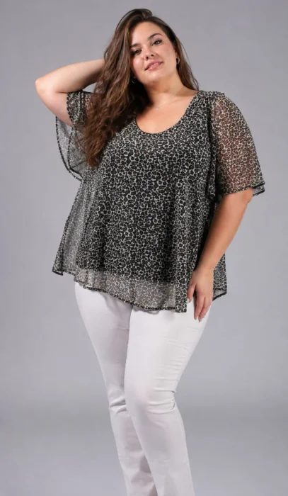 Blusa de Gasa Doble Animal Print