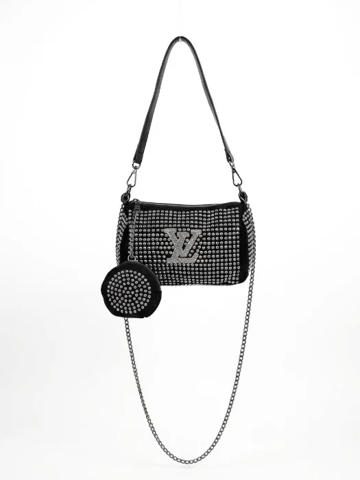 Cartera Bandolera Strass C/ Monedero 18×14×prof8 Cm Aprox, Egresados, Navidad