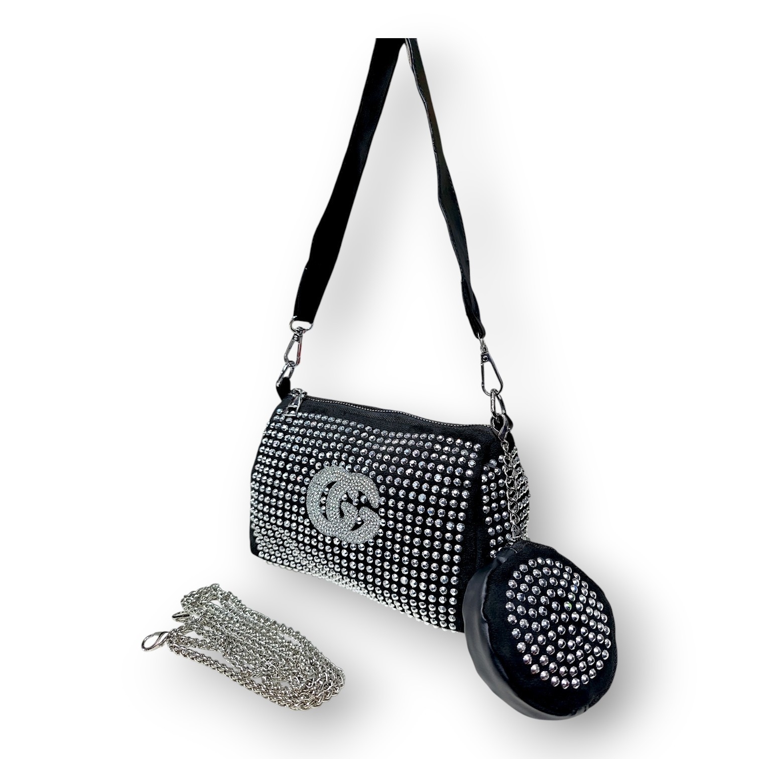 Cartera Bandolera Strass C/ Monedero 18×14×prof8 Cm Aprox, Egresados, Navidad - Imagen 2