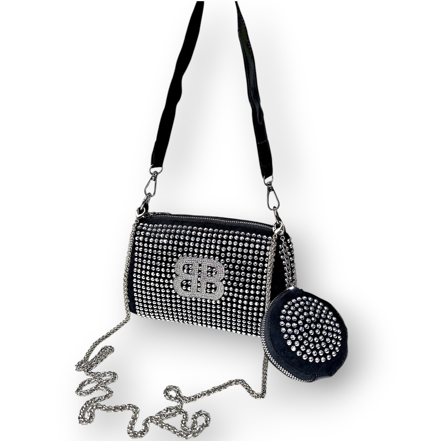 Cartera Bandolera Strass C/ Monedero 18×14×prof8 Cm Aprox, Egresados, Navidad - Imagen 4