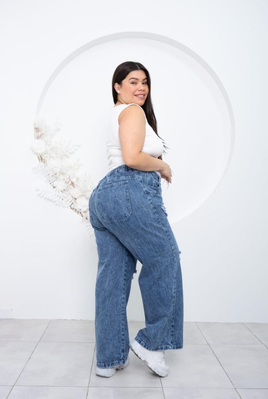 Wide Leg Azul Rotura - Imagen 2