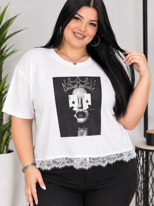 Remera Puntilla Estampado