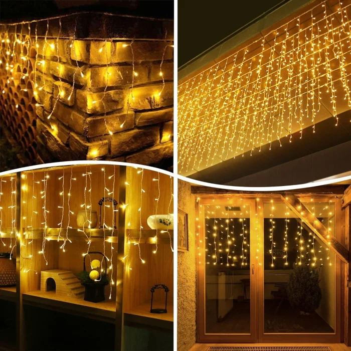 Cortina Luces 120 Led 4 X 0.60 Interconectable Calida Navidad