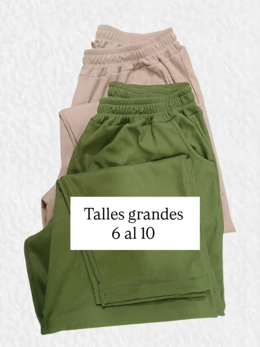 Pantalón Wafle Viscosa de Verano  Talles Grandes con Bolisllos
