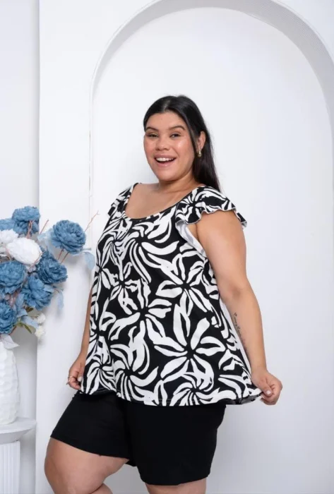 Musculosa de Lino Estampado y Liso
