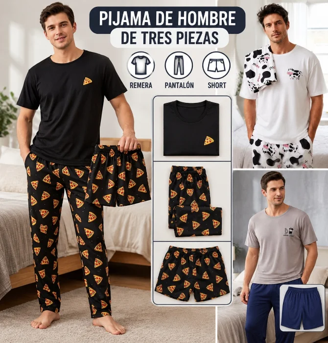 Pijamas Dé Varón 3 Piezas