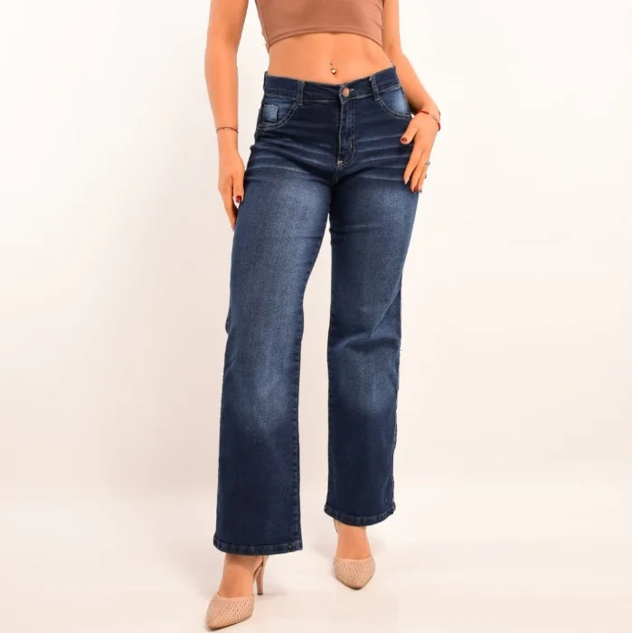 Wide Leg Azul con Bigote Elastizado