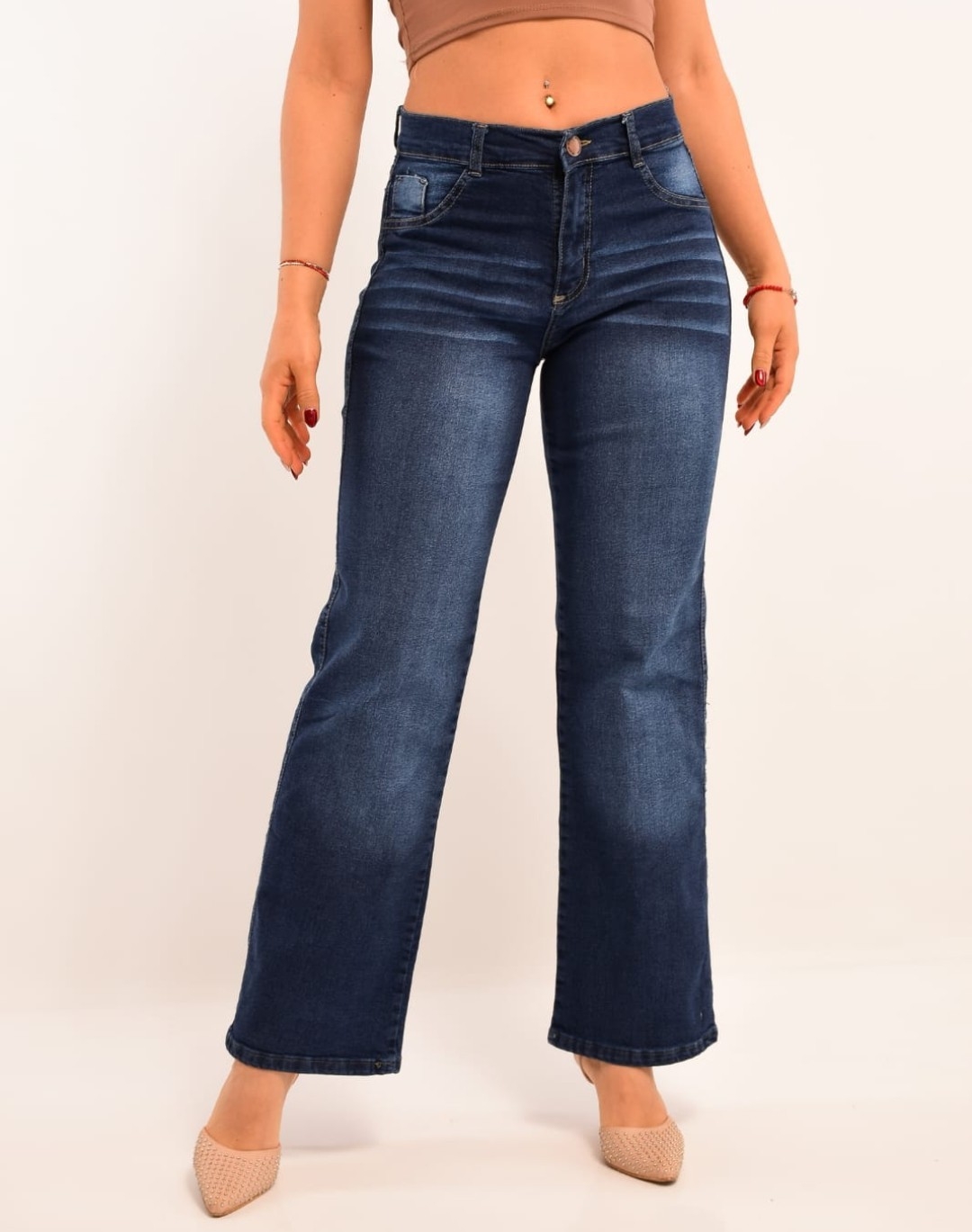 Wide Leg Azul con Bigote Elastizado - Imagen 2