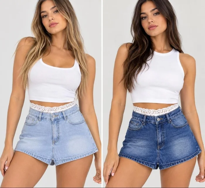 Short Pollera con Puntilla