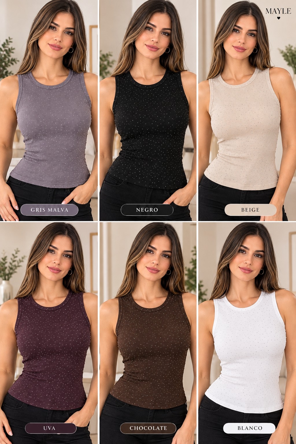 Musculosa de Micromorley con Stras - Imagen 3