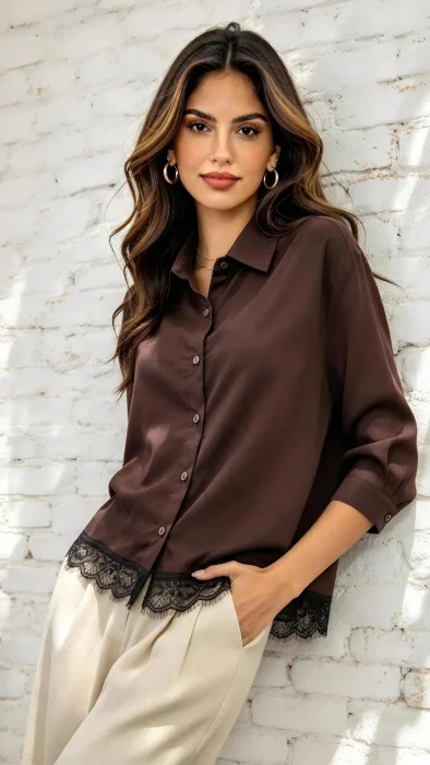 Camisa 3/4 Poplin Elastizado