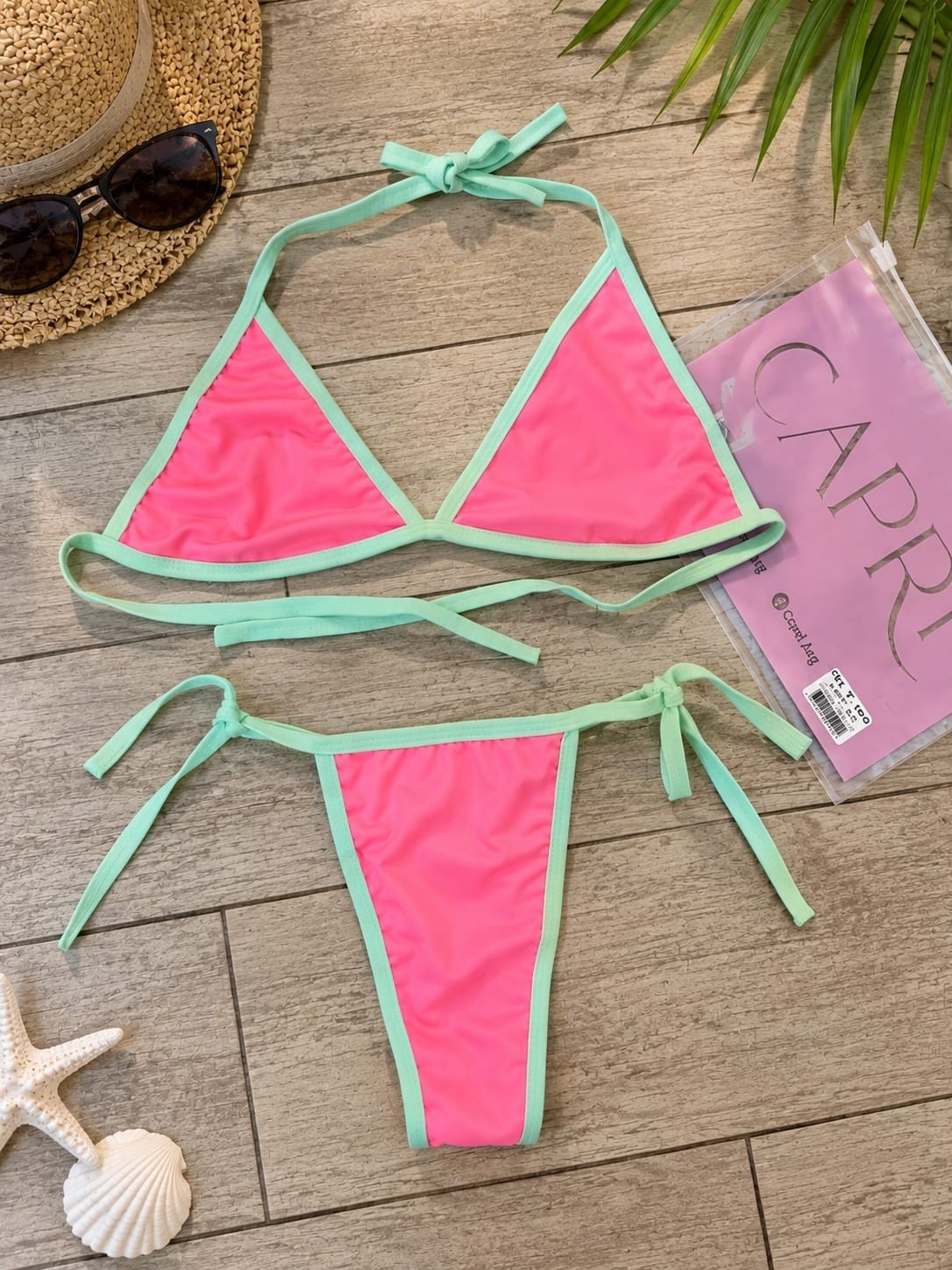 (art:45)bikini Triangulo Tricolor Conjuto 2 Piezas C/less para Atar - Imagen 6