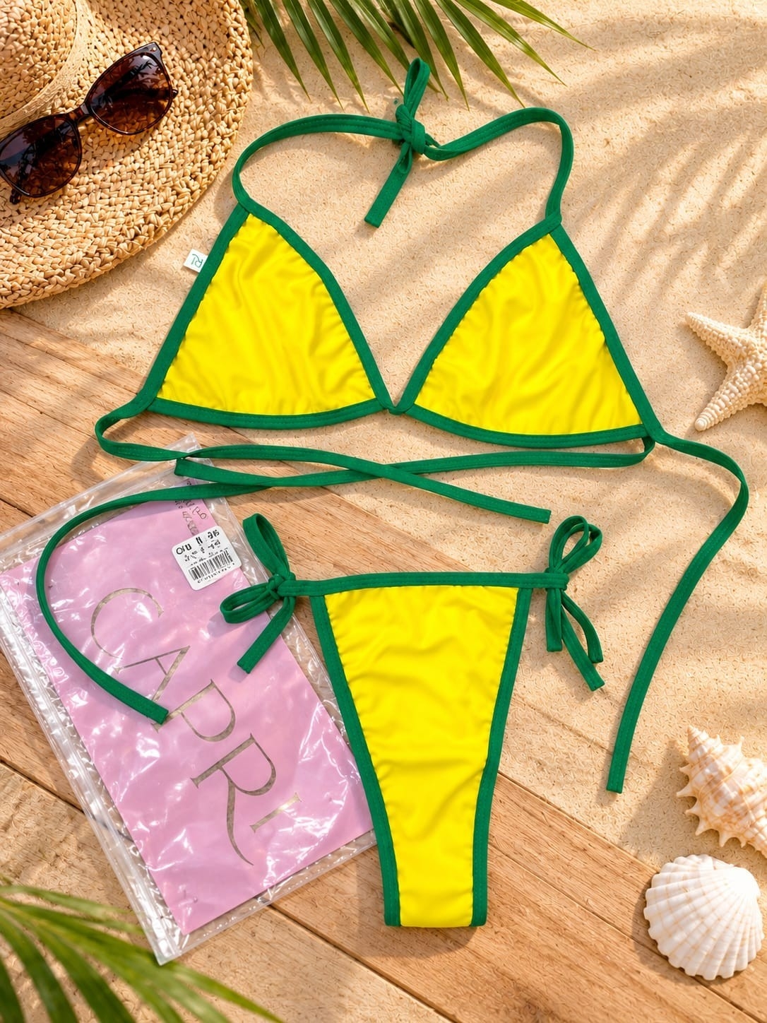 (art:45)bikini Triangulo Tricolor Conjuto 2 Piezas C/less para Atar - Imagen 7