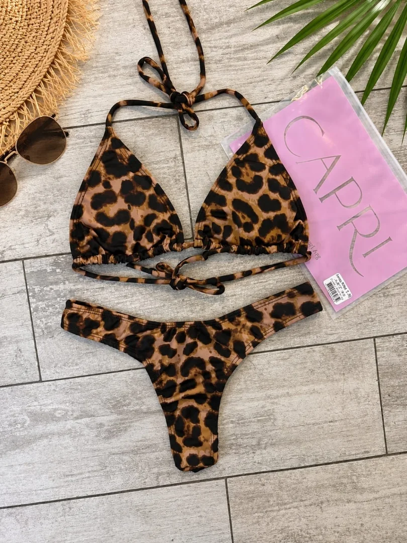(art:43)bikini Triangulo Conjuto 2 Piezas C/less para Atar Animal Print - Imagen 6
