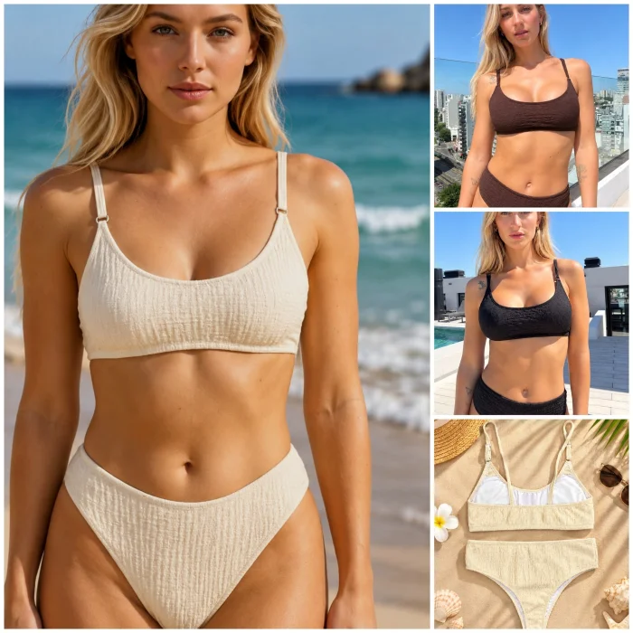 (art:42)bikini 2 Piezas Top C/push y Less Tiro Alto