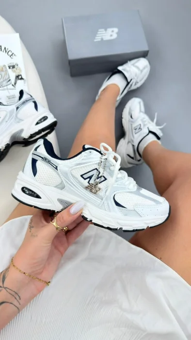 Zapatillas Nb 530 Retro Luxo Blanco Azul Importadas
