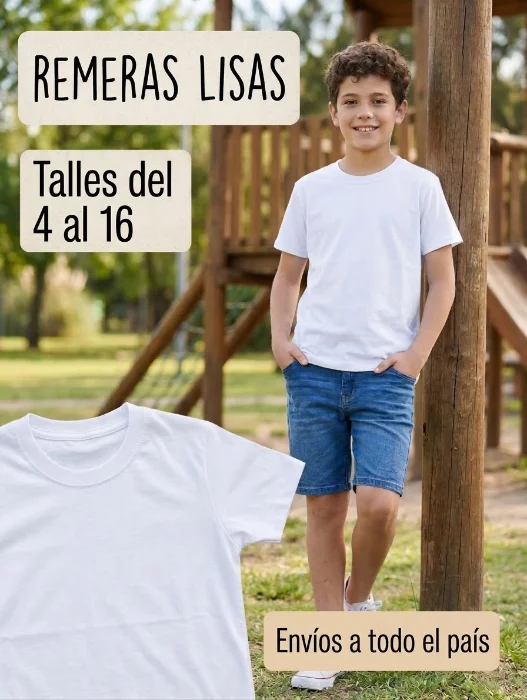 Remeras Lisas de Nene Algodón Peinado