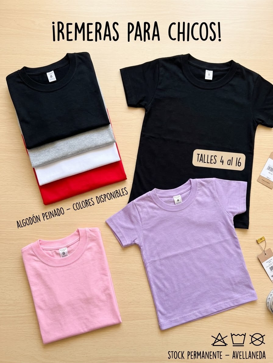 Remeras Lisas de Nene Algodón Peinado - Imagen 2