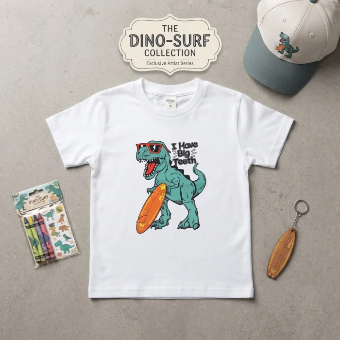 Remera Algodo Peinado Dinosaurio