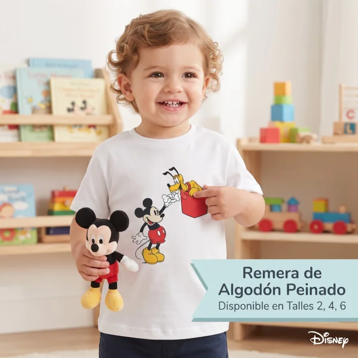 Remera Algodo Peinado Mickey Mouse