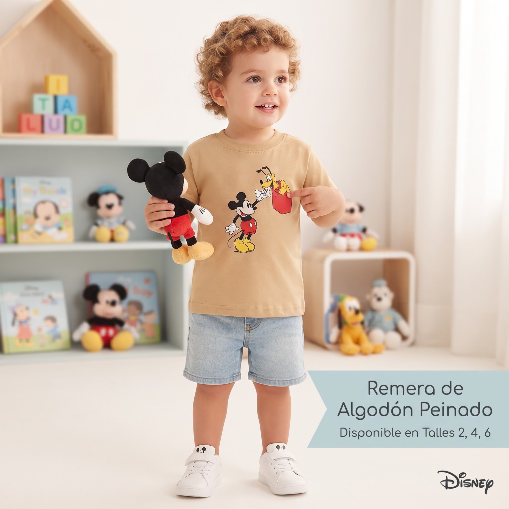 Remera Algodo Peinado Mickey Mouse - Imagen 2