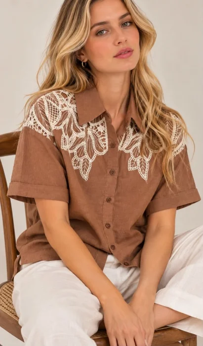 Camisa Lino Bordada