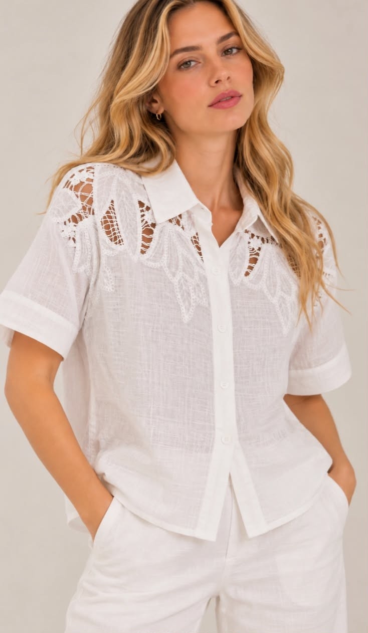 Camisa Lino Bordada - Imagen 3