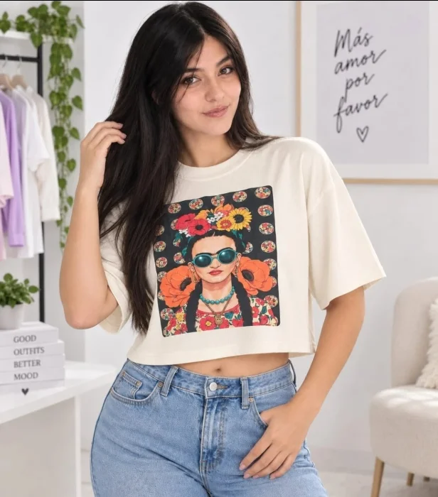 Pack de 3 Crop Top Oversize Estampado Modal Soft