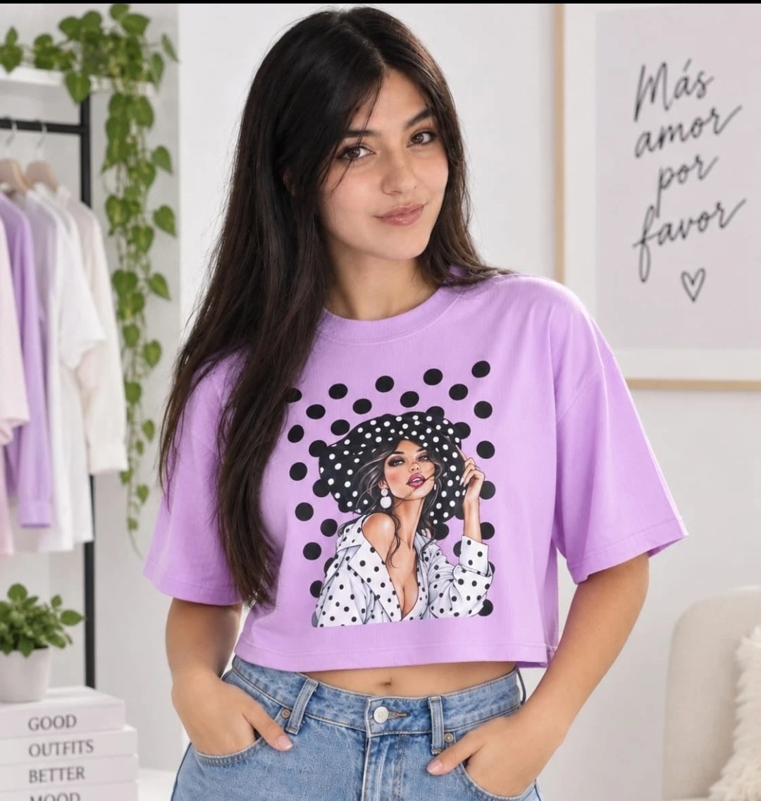 Pack de 3 Crop Top Oversize Estampado Modal Soft - Imagen 2