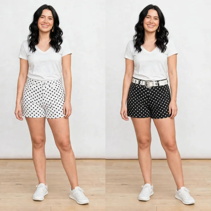 Short Rígido Estampado Lunares