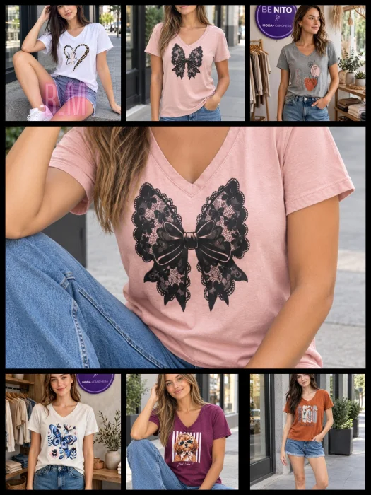 Remera con Cuello V (algodón)