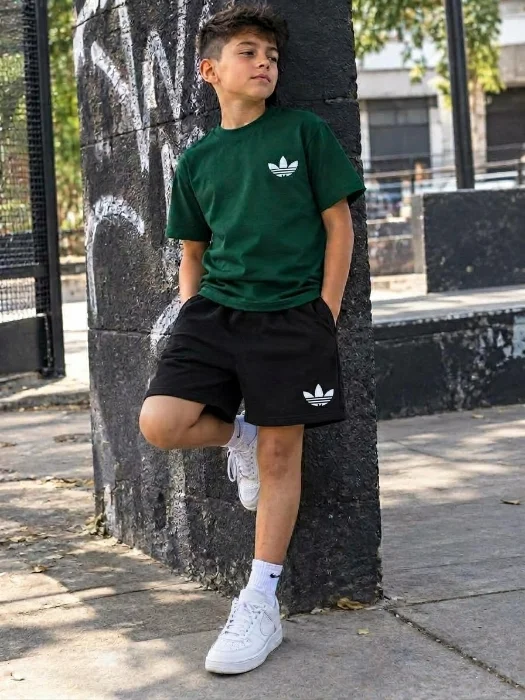 Conjuntos Short Set Deportivo Más Remera Algodón Peinado Nene con Logo Réflex