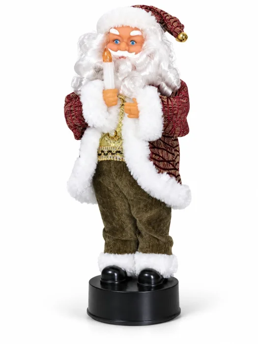 Papa Noel Navidad 30 Cm Farol Vela