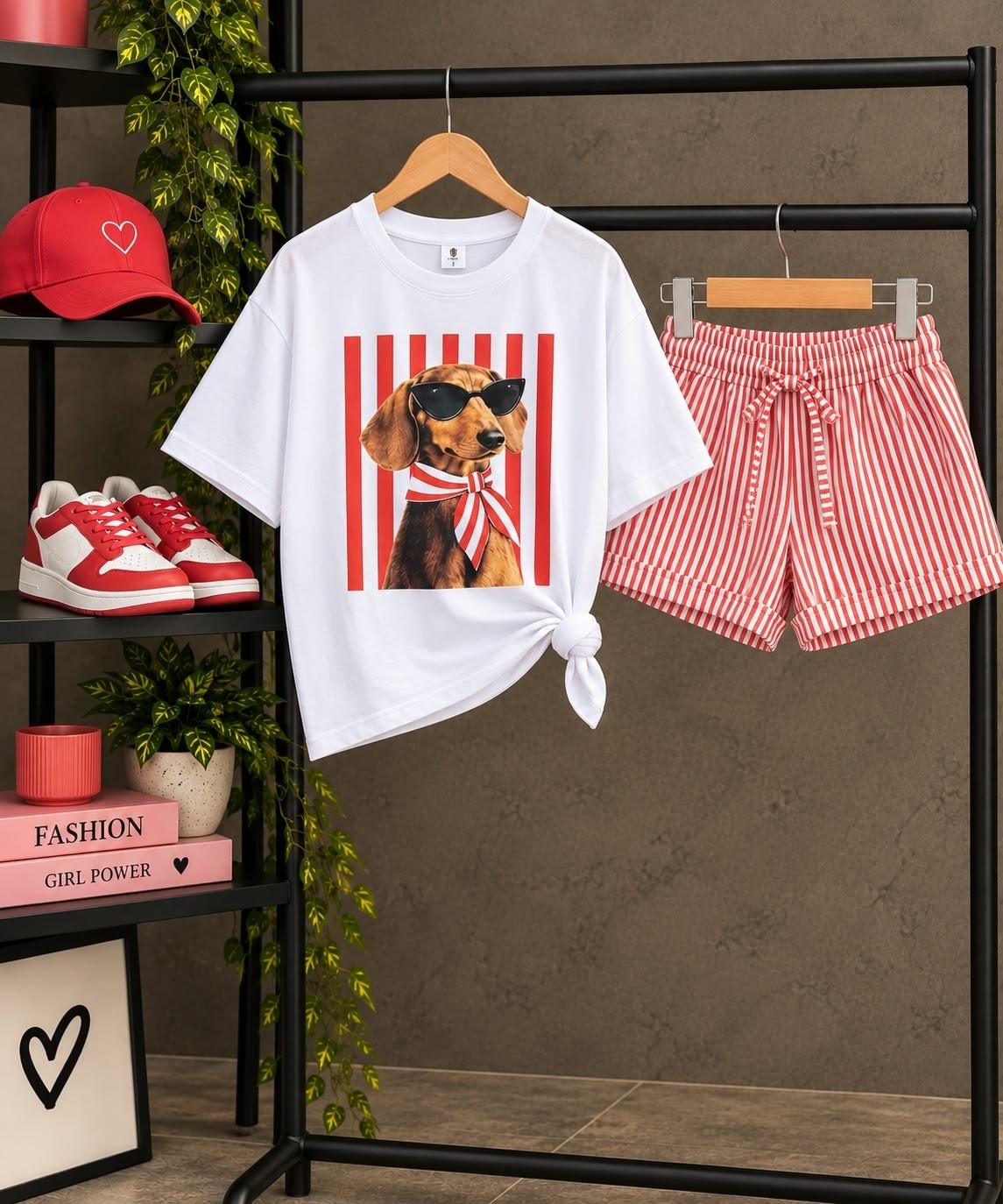 Conjunto Tendencia Lino 
remera Estampada Shorts Rayado - Imagen 3